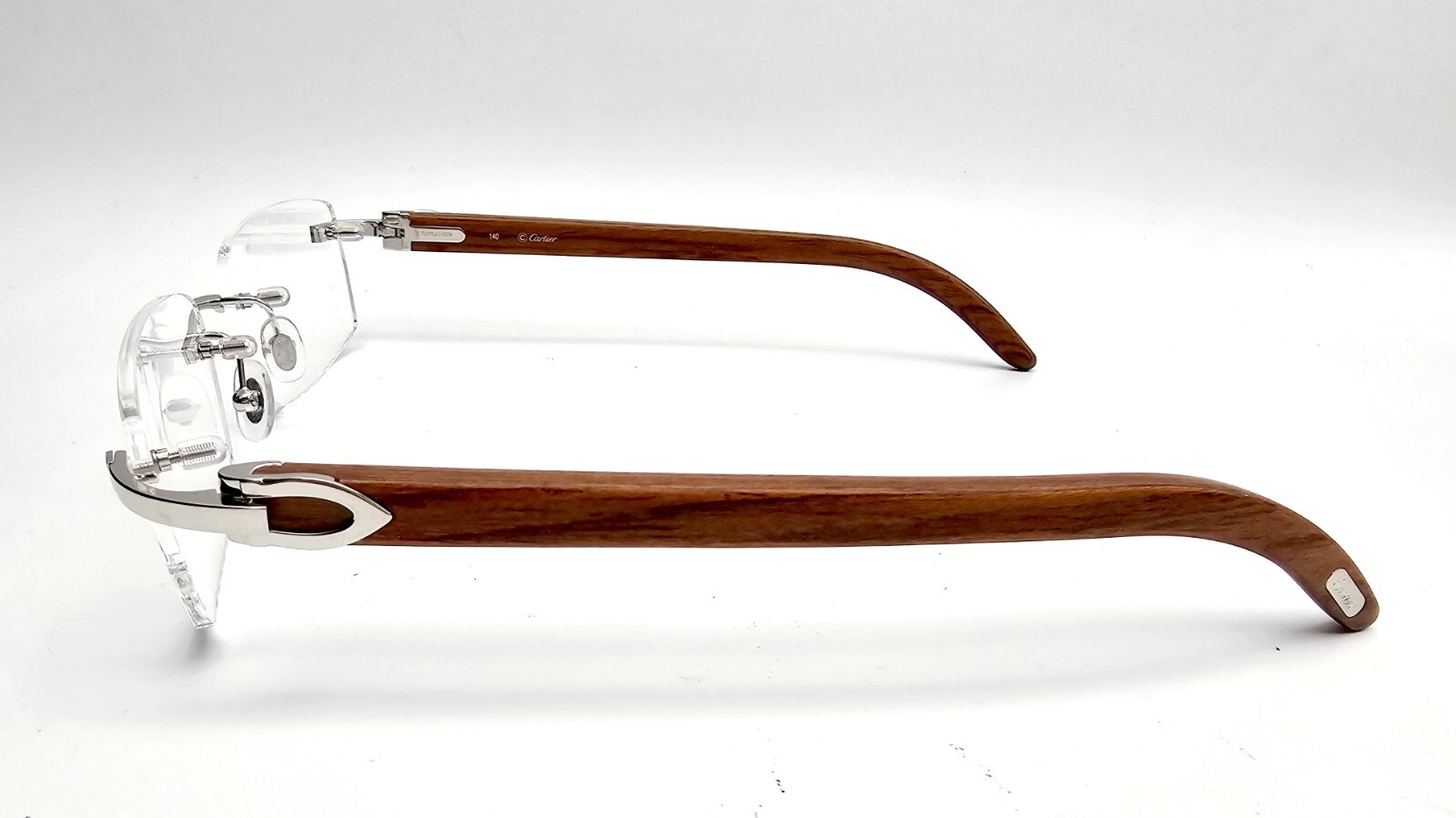 NEW! Authentic Cartier Brown Wood Silver Glasses image 9