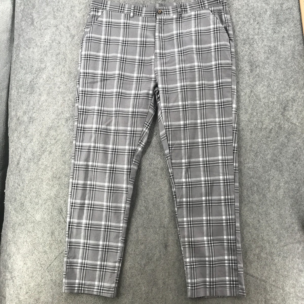 Shein Pants Womens Size 3XL Gray Tartan Plaid Tapered Fit Casual