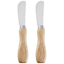 LacusMare Butter Knives Set of 2, Oak Wood Handle, 6.2"