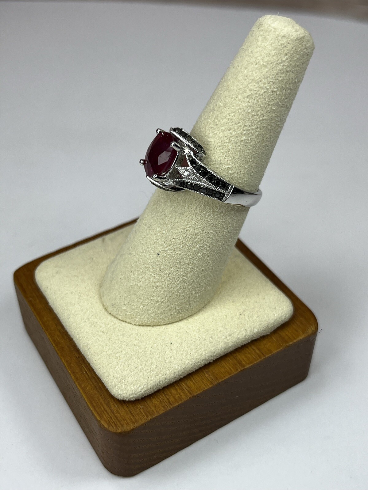 Simulated Red Ruby Ring 925 Sterling Silver Size 7 - image 3