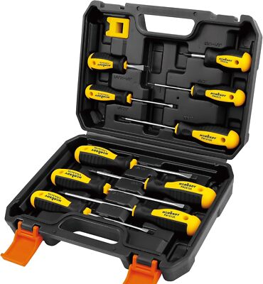 11-Piece Magnetic Screwdriver Set with Case, 5 Phillips & 5 Flat Head T