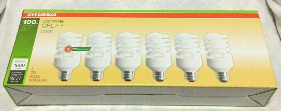 Sylvania  Soft White 100 Watt Replacement CFL Light Bulbs Uses 23 Watts/ 6 bulbs - Image 2 of 4
