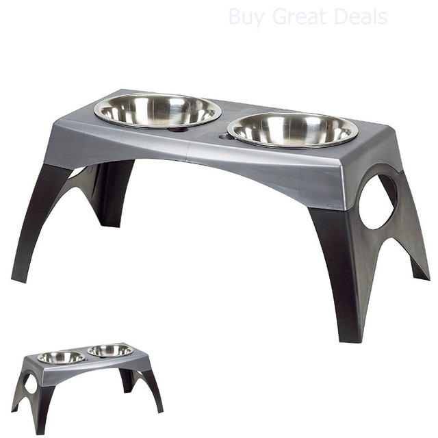 Top Paw Scroll Elevated X Large Dog Double Feeder Bowl Set For