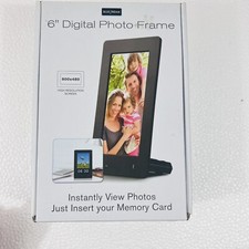 BLUE STREAM 6 inch Digital Photo Frame and Clock Black Model BS6011 New In Box.