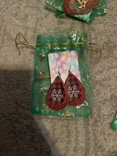 Christmas Snowflake tear-drop earrings