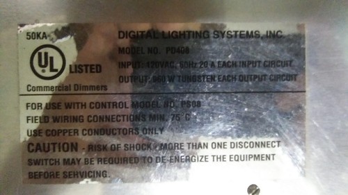 PD408-DMX-120 4x960 Watt@120V  60hz dimmers, tungsten 32 amp Made in USA 4 circ - Picture 10 of 10