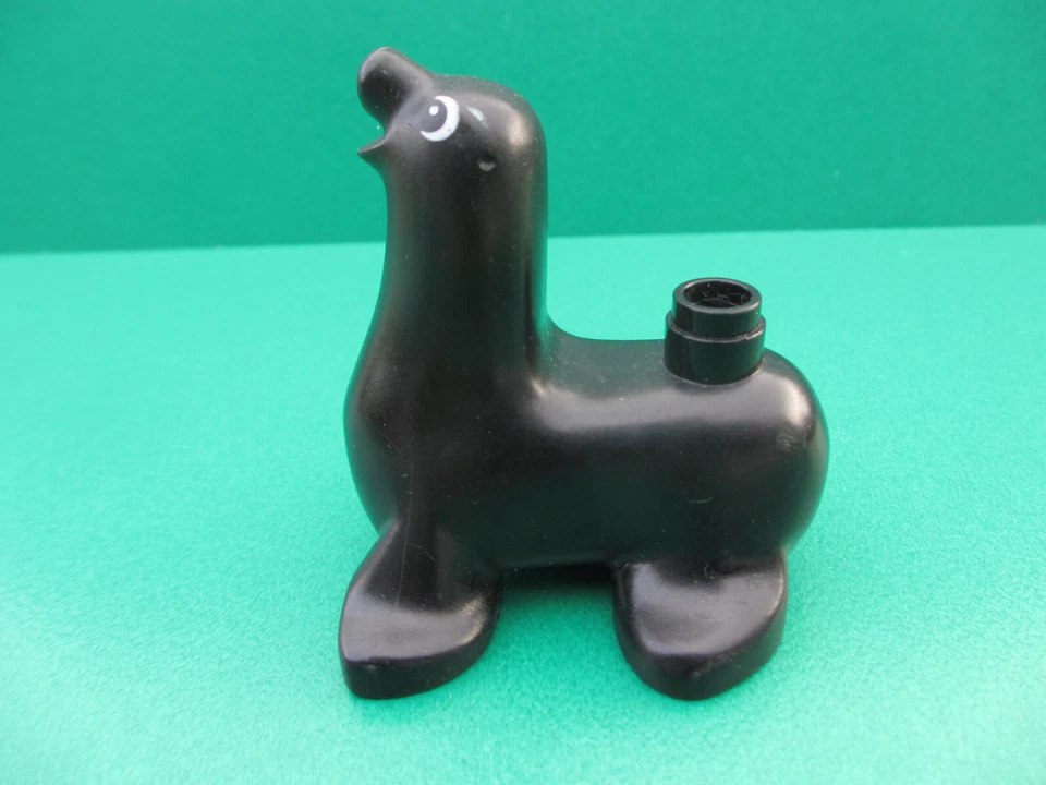 Lego 1x Duplo Zoo Tier Figur Robbe Seehund schwarz Zirkus (170722D) - Bild 2 von 3