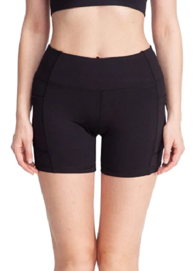 CASEI Women High Waist Yoga Shorts Side Pocket Tummy Control