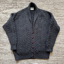 Vintage Carraig Donn Pure Wool Knit Button Cardigan Sweat Men  s Large Cableknit