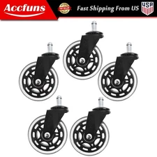 5Pcs 3 inch Office Chair Caster Rubber Swivel Wheels Replacement Heavy Duty