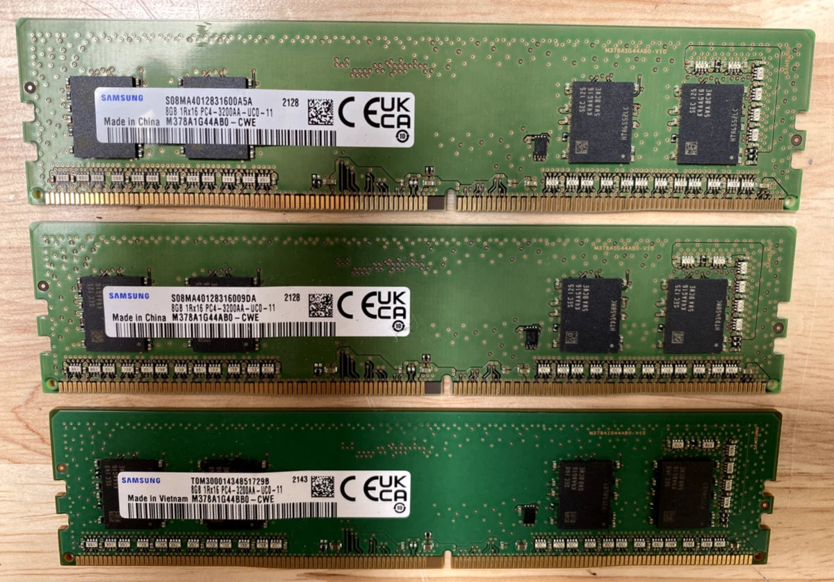 SAMSUNG 8GB 1Rx16 PC-4-3200AA-UC0-11　2枚 Samsung 8GB 1Rx16 PC4-3200AA-UC0-11, M378A1G44AB0-CWE Memory Lot