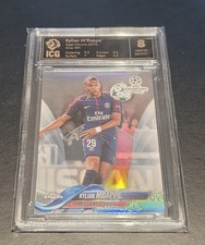 2017-18 Topps Chrome UEFA CL Silver Ref Soccer Rookie Card Base Kylian Mbappe