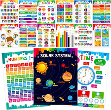 15 Packs Educational Poster, Thick Early Learning Posters Waterproof  Tear Proo