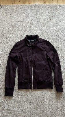 Superdry Harrington Jacke Herren Größe M Samt Lila Fleece Gefüttert Bomber Re...