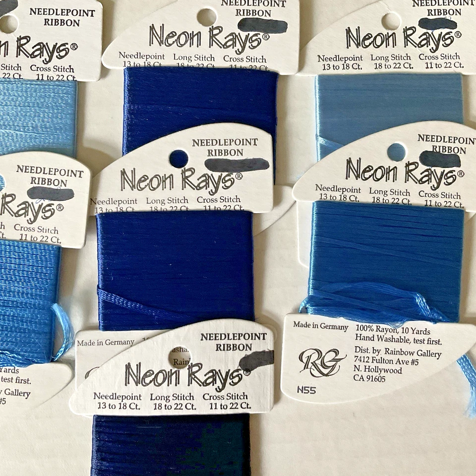 Rainbow Gallery Needlepoint Embroidery Thread Lot 7 Neon Rays Shades of Blues - Image 3 of 4