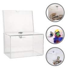 Image of Suggestion Ballot Box With Lock Clear Acrylic Donation Box For Fundraising