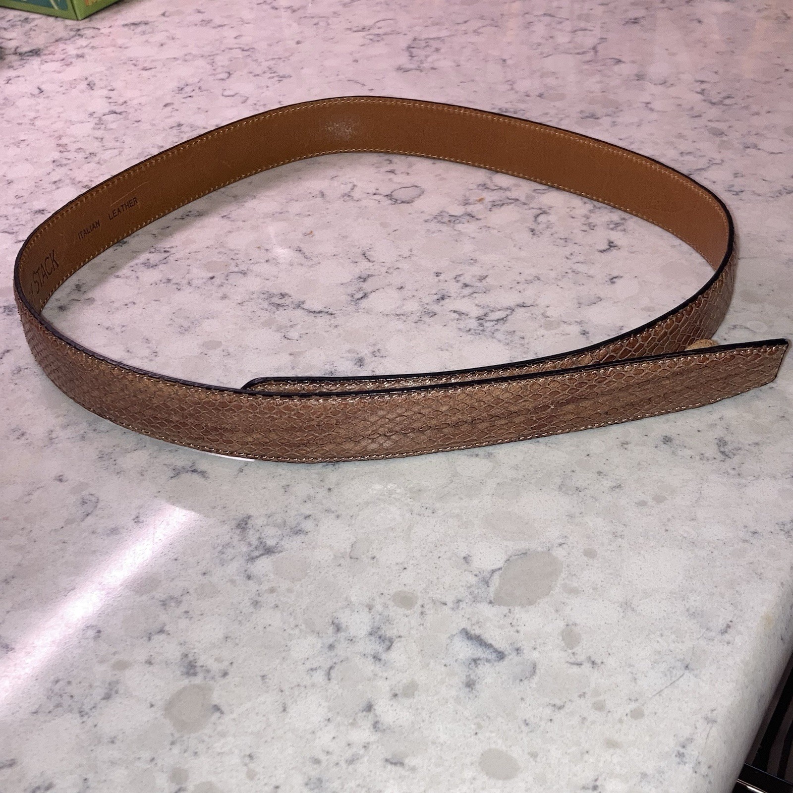 Terry Stack Brown Belt Snake Skin Pattern Italian… - image 1