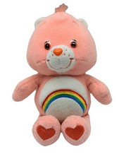 Care Bears Cheer Bear Pink 8" Plush Rainbow Play Along 2002 Stuffed Animal Toy