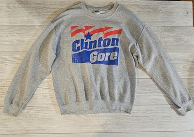 Clinton Gore Retro 1992  Election Gray Crewneck Sweatshirt Medium 