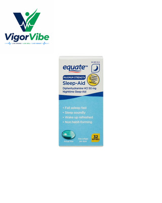 Equate Maximum Strength Sleep Aid Softgels 50mg, Diphenhydramine HCl, 32 Ct