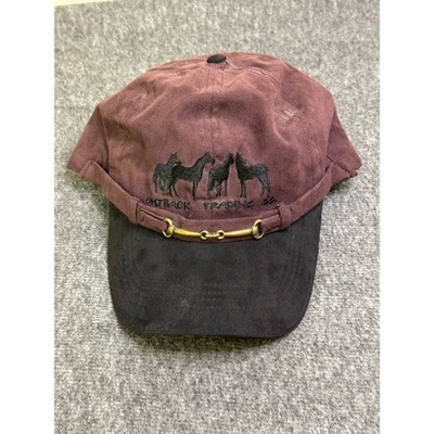 Outback Trading Co Equestrian Oilskin Horse Cap Brass Bit Western Burgundy Hat