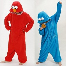 Adult Sesame Street Cookie Monster Elmo Costume Pajamas Onesie10 Outfit UK
