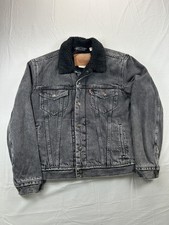 Levis Jacket Mens XS Gray Denim Sherpa Lined Trucker Bomber Fleece Premium
