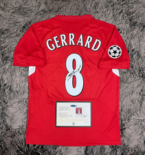 Steven Gerrard PRINTED Signature Liverpool 04/05 UCL Final Home Jersey Retro