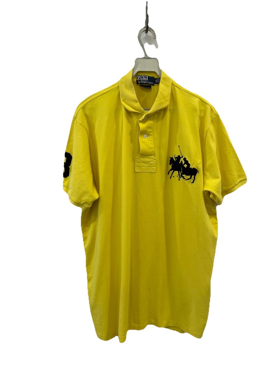 H72# Polo Ralph Lauren Big Pony Yellow Polo Shirt XXL Custom Fit