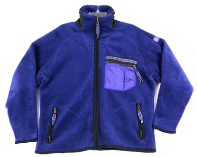 Vintage Helly Hansen Deep Pile Fleece Jacket Mens M Purple Thick USA Made 90s