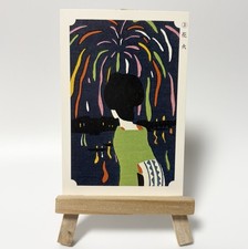Takehisa Yumeji Nagatanien Japanese Art Card Rare Ukiyo-e firework 03