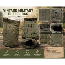 Vintage US Military Olive Drab Canvas Duffle Bag Backpack Sea Bag Stenciled