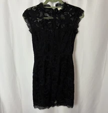 SANS SOUCI Size S Black High Neck Lace Overlay Sleeveless Dress Party Sexy Sweet