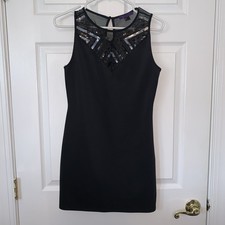 Forever 21 Black Dress Sequins Women’s Size Large Sleeveless Bodycon Mesh