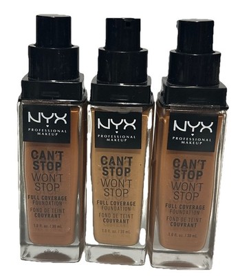 NYX Cant Stop Won't Stop 24 Hr. Foundation 2x CSWSF17 CAPPUCCINO & CSWSF13 NOCAP