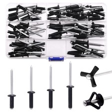 Keadic 80Pcs Blind Rivet Assortment Set, 4 Sizes Pop Rivets Black Tri-fold...