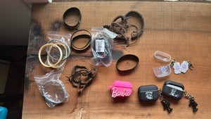 Mixed Lot 14pc Bracelets & Bangles & earbud casesMulticolor Mixed Materials 