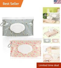 2-Pack Floral Baby Wipes Dispenser - Portable Refillable Holder, Flip Top