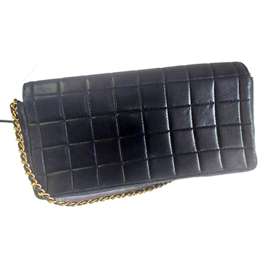 CHANEL East West Chocolate Bar Clutch Shoulder Bag Vintage Black