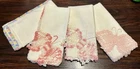 4 Vintage Crocheted Hankies Butterflies Tatted Lace Edge Perfect Condition
