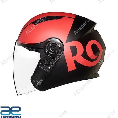 Lightwing Open Face Helmet Matt Black & Red For Royal Enfield Rider @US - Foto 5 di 8