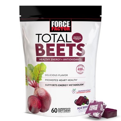 Force Factor Total Beets Soft Chews Beetroot Nitrates L-Citrulline Grapeseed