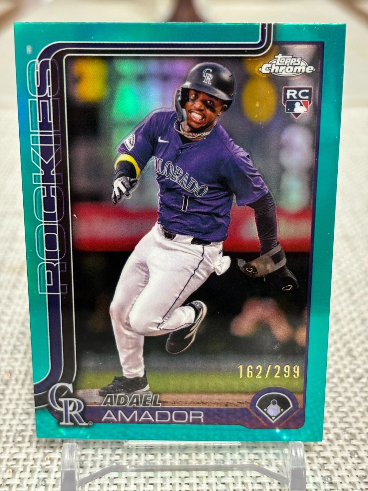 2025 Topps Chrome #255 Adael Amador RC (Teal Refractor) #162/299 Rockies