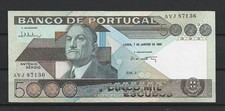 [Portugal 5000 Escudos - António Sérgio 1986] in Almost Uncirculated condition