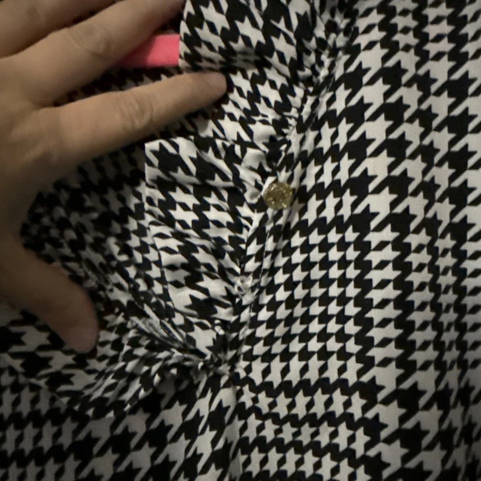 Pata de gallo grande para mujer Mud Pie negro blanco manga larga Foto 3 de 4