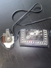 American West Womens Cow Town Black Hair-On Leather Trifold Wallet