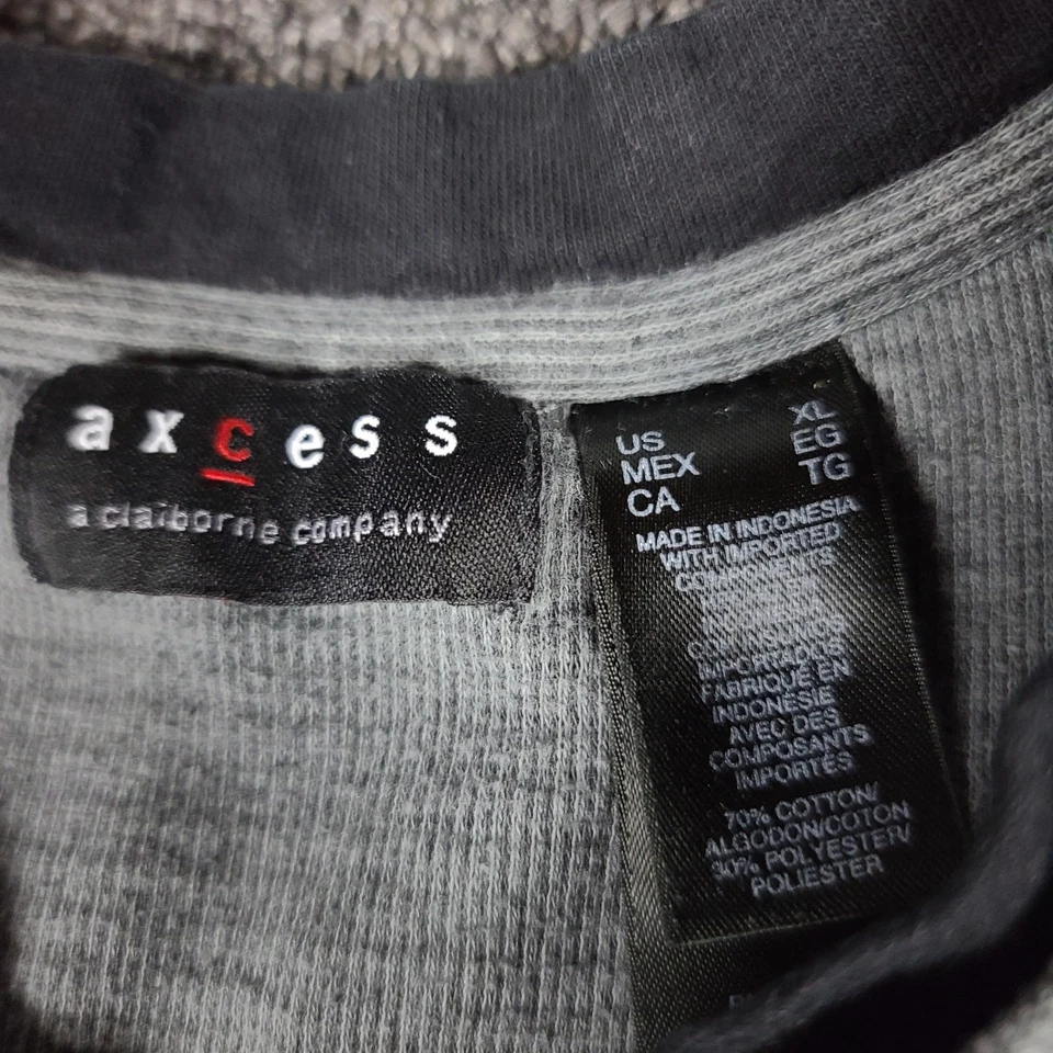 Axcess Shirt Mens XL Gray Ribbed V Neck Casual Long Sleeve Cotton/Poly Pullover - Image 2 of 4