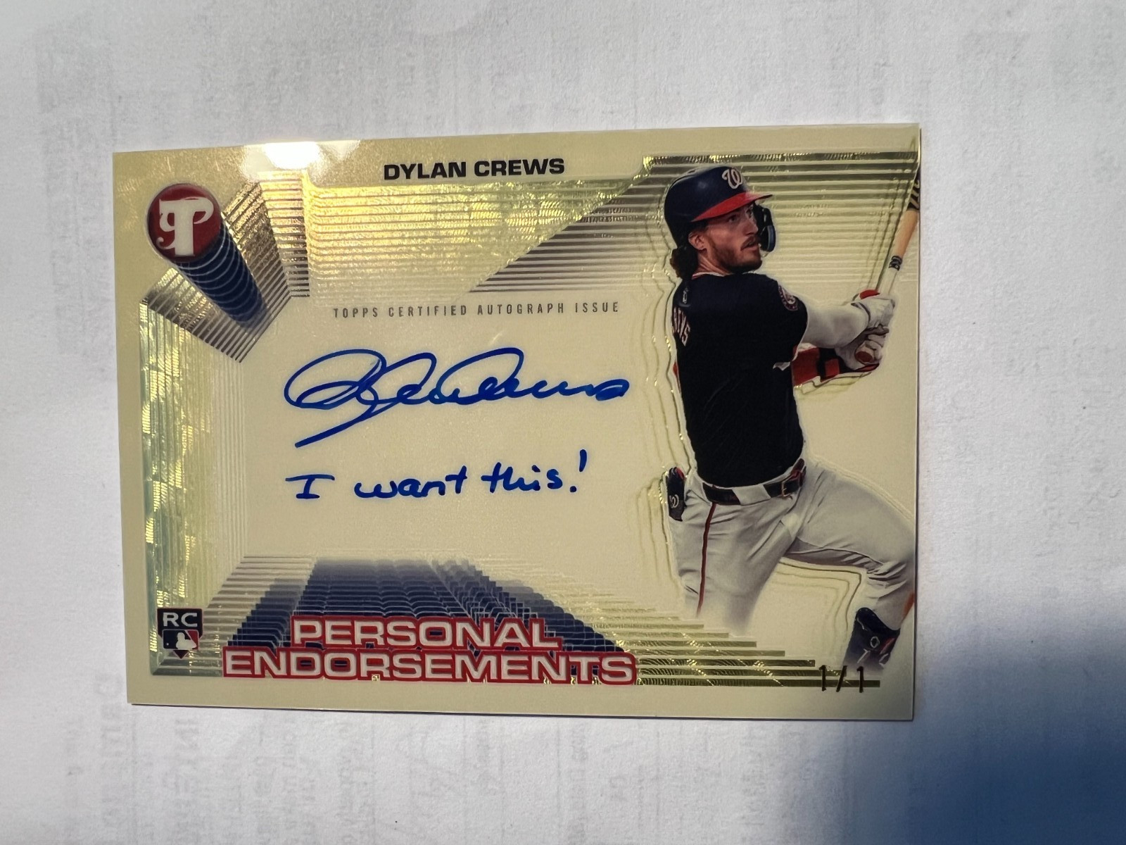 Topps Pristine 2025 Dylan Crews #1/1 Superfractor AUTO INSCRIBED I WANT THIS