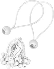 100 Pack 6” White Ball Bungee Cords 6in Ties for Tarps Canopy Outdoor Use Secure