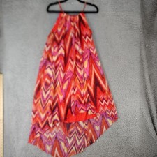 Cynthia Rowley Dress Womens 6 Red Sleeveless High Low Sheer Layered Midi